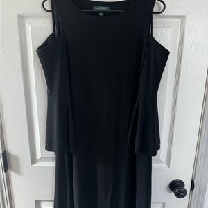 Ralph Lauren Black One-Shoulder Draped Evening Dress